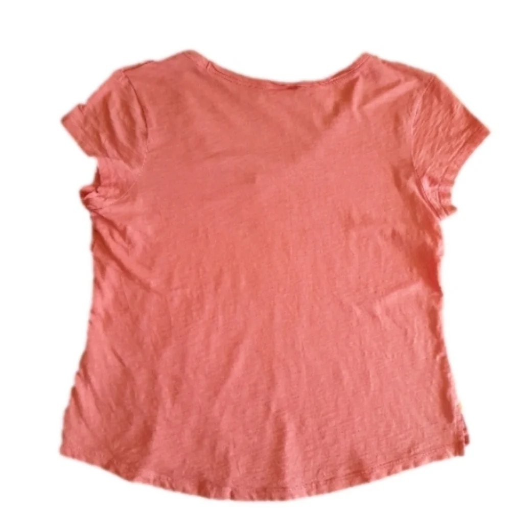 Max Studio Top Womens Medium Pink Short Sleeve Pima Cotton Shirt V Neck - Picture 8 of 8